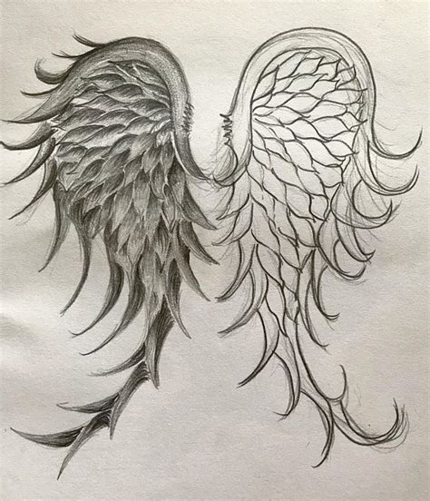An Original Pencil Drawing On A4 Paper Of Angel Wings Available