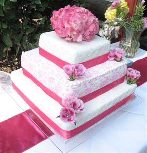 Js Cakes Pink Flowers Wedding Cake