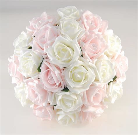 Brides Light Pink And Ivory Artificial Foam Rose Wedding