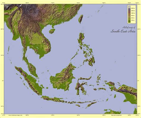 large detailed political map of southeast asia with relief 2000 images