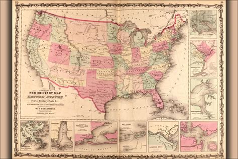 24x36 Poster Map Of United States 1862