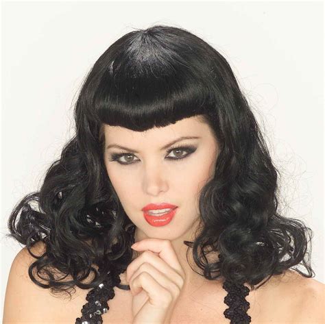 Pin Up Girl Black Wig Bettie Page Vintage Sexy 50s Classic 40 Retro