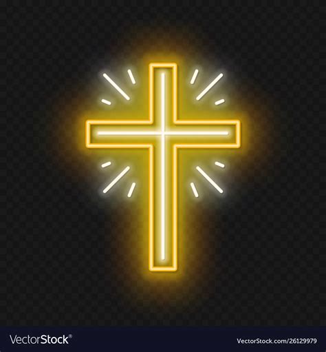 church cross neon sign glowing symbol royalty free vector