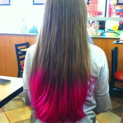 Strait Hair With Pink Tipsthats Amazing Hair Color