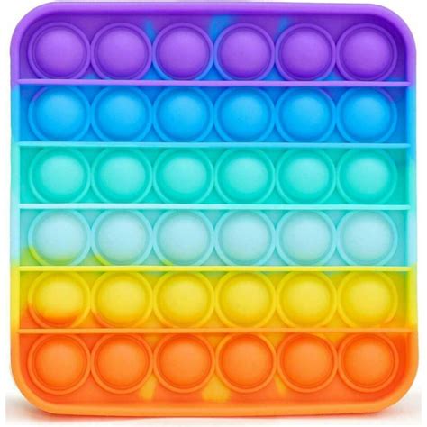 Square Rainbow Pop Its Square Fidget Toy Push Bubble Stress Relief