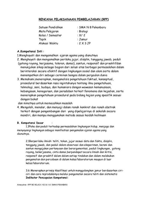 Rpp Biologi Kelas X Kurikulum 2013 Semester 1 Dunia Sosial