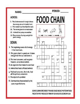 Our collection of free printable crossword puzzles for kids is an easy and fun way for children and students of all ages to become familiar with a subject or just to enjoy themselves. Food Chain Crossword Puzzles by Scorton Creek Publishing ...