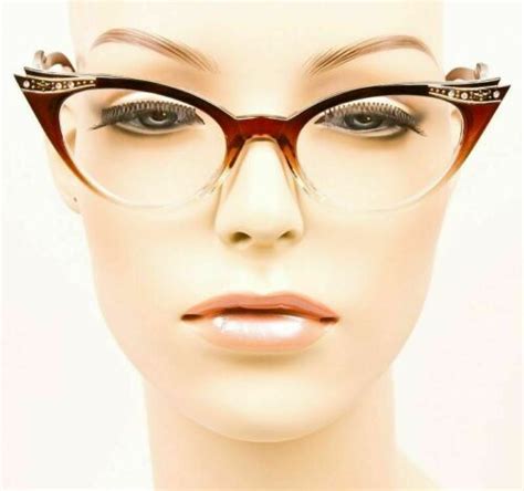50s vintage style rockabilly cat eye ombre demi pinup clear eyeglasses frames sm ebay clear