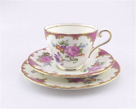 Vintage Aynsley Pink Wilton China Trio Tea Set Teacup Etsy Uk Tea Set Flower Tea Vintage Ts