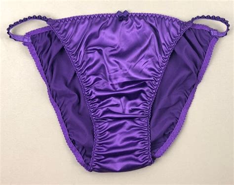 satin string bikini panty purple etsy