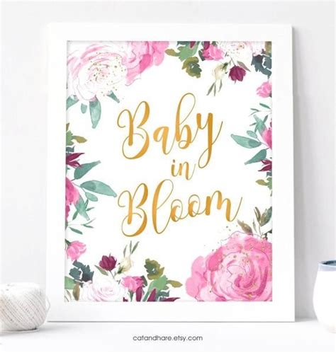 Baby In Bloom Girl Baby Shower Decoration Ideas Favors Sign Etsy