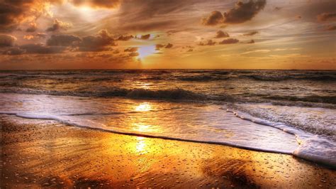 1280x720 Sunset Beach Sea Sun Clouds 720p Hd 4k Wallpapers Images