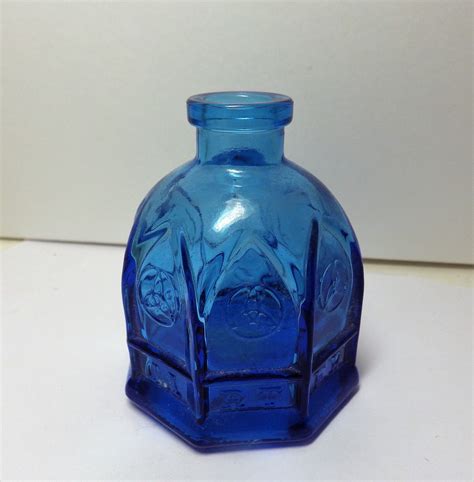 Vintage Wheaton Blue Glass Carter S Ink Bottle Well Etsy Blue Glass Blue Glass Bottles Glass