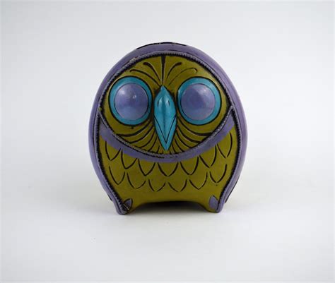 Psychedelic Owl Money Box Vintage Kitsch Coin Or Piggy Bank Etsy