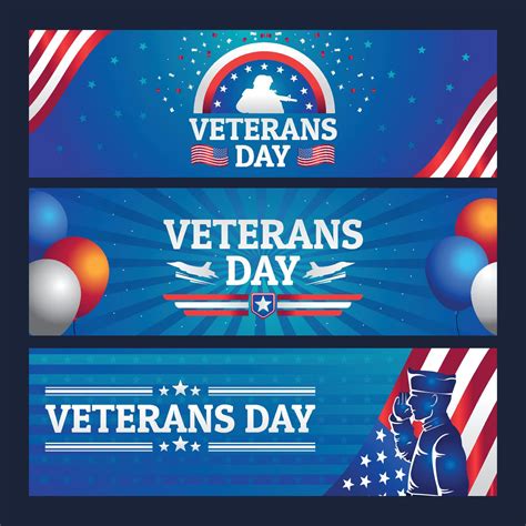 Veterans Day Banner Set 4569091 Vector Art At Vecteezy
