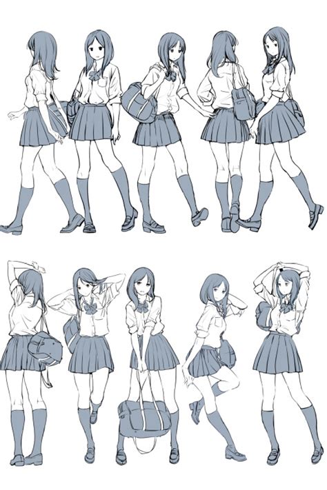 School Girl Poses In 2021 Art Reference Poses Art Reference Anime
