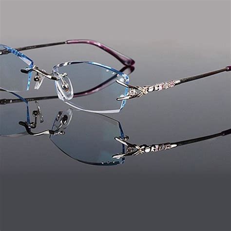 Chashma Brand Eyeglasses Diamond Trimmed Rimless Glasses Titanium