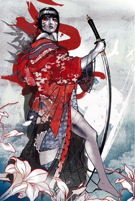 Female Warrior Geisha Art Samurai Art Japanese Art