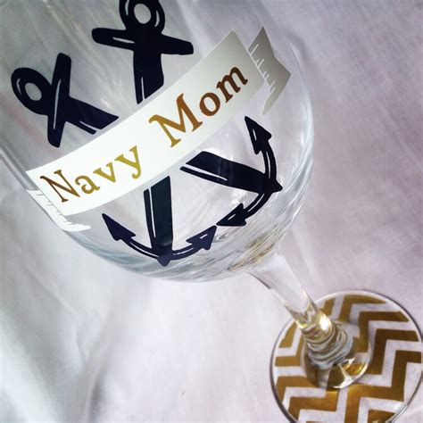 Us Navy Navy Mom Navy Mom Wine Glass By Monogramrevolution