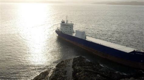 Footage Of Cargo Ship Run Aground Bbc News