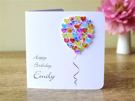 Personalised Birthday Card Customised Colourful Balloon Birthday Card