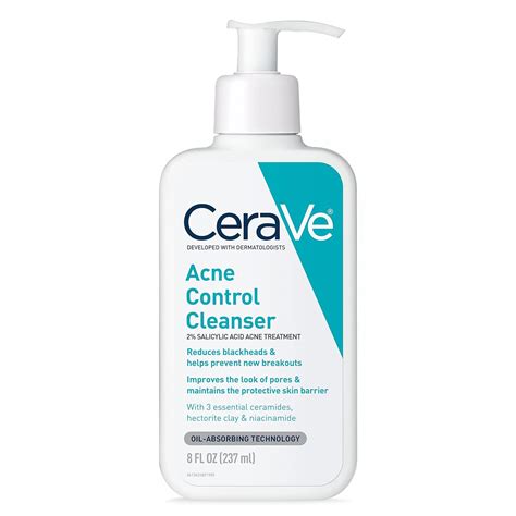 CeraVe Face Wash Acne Treatment Salicylic Acid Cleanser With Purifying Clay For Oily Skin