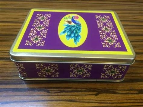 Printed Multicolor Festive Rectangle Tin Boxes For Food Dimension 4