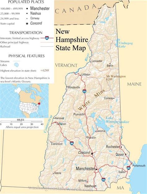 ♥ New Hampshire State Map A Large Detailed Map Of New Hampshire State Usa