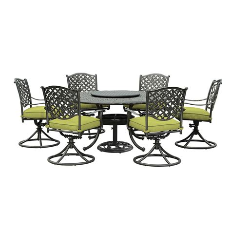 Wicker patio dining room sets 7pcs outdoor metal garden furniture umbrella hole. Sunjoy 7-Piece Cast Aluminum Patio Dining Set at Lowes.com