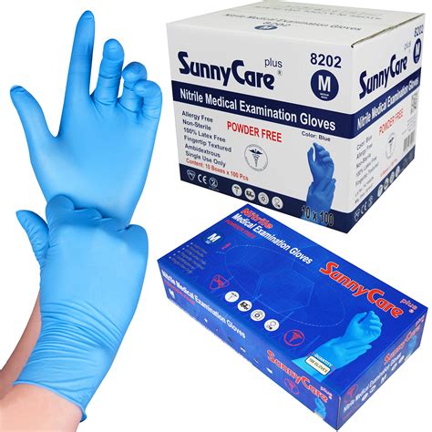 Buy SunnyCare Blue Nitrile Medical Exam Gloves Powder Free Chemo Rated Non Vinyl