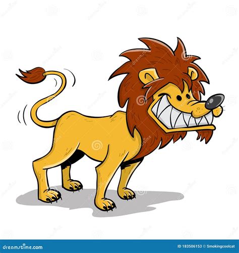 Big Alpha Male Lion With Big Sharp Teeth Stock Illustration