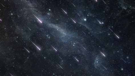 Shooting Star Comets Rain Down From Outer Space Night Sky Heavens