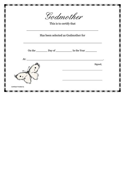 Godmother Certificate Template Printable Pdf Download