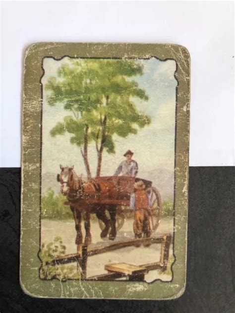 Vintage Deco Retro Woolworthscoles Swap Card Men And Workhorse Cart