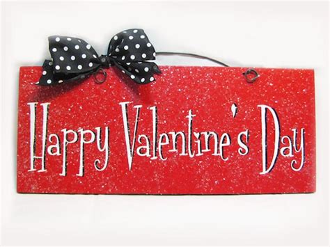 Items Similar To Happy Valentines Day Sign With Glitter In Red On Etsy