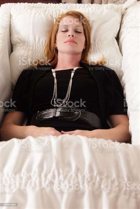 Every eyelash showed, too perfect. Woman In Casket Stock Photo - Download Image Now - iStock