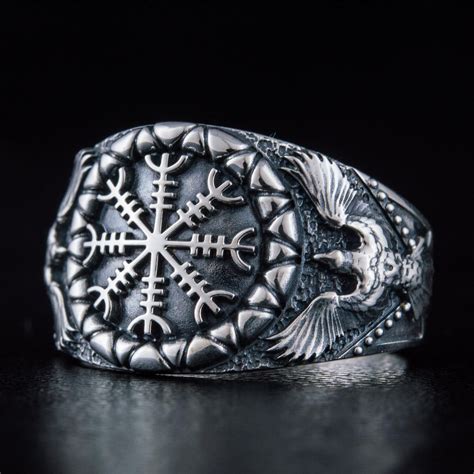 Helm Of Awe Raven Style Ring 8 Viking Workshop Permanent Store