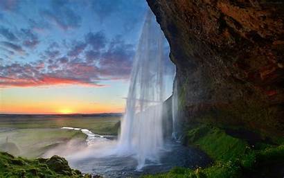 Waterfall Wallpapers Wonderful Waterfalls Water Iceland Sunset