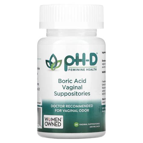 Ph D Feminine Health Boric Acid Vaginal Suppositories 600 Mg 24