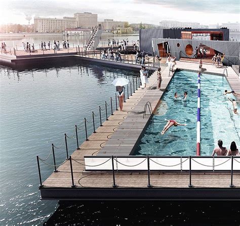 100architects Conceptualizes Floating Suprematist Pool In Moscow