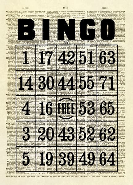 Vintage Bingo Card Dictionary Art Print Altered Artichoke