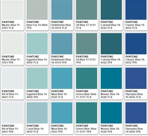 Blue Green Colour Chart