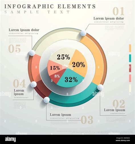 Flat Design Vector Abstract Pie Chart Infographic Elements Stock Vector