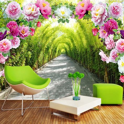 Custom Mural Wallpaper 3d Stereo Flowers Corridor Photo Wall Mural
