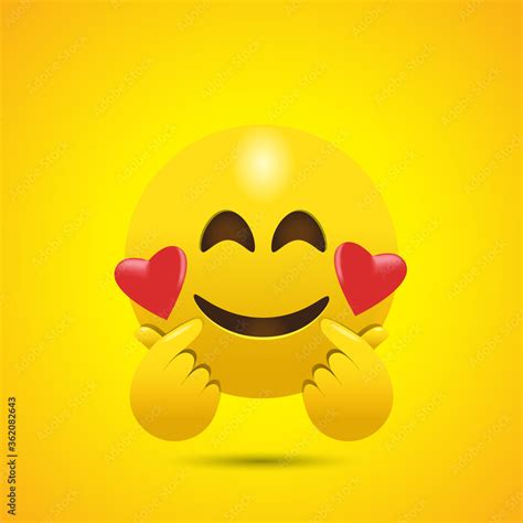 Smiling Face Emoji Giving Korean Finger Heart Stock Vector Adobe Stock