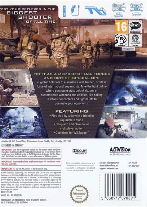 Call Of Duty Modern Warfare Reflex Edition Boxarts For Nintendo Wii