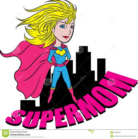 Supermom stock vector. Illustration of girl, flying, power - 43380484