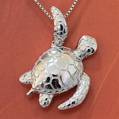 Hawaiian Sea Turtle Necklace Sterling Silver Sea Turtle Etsy