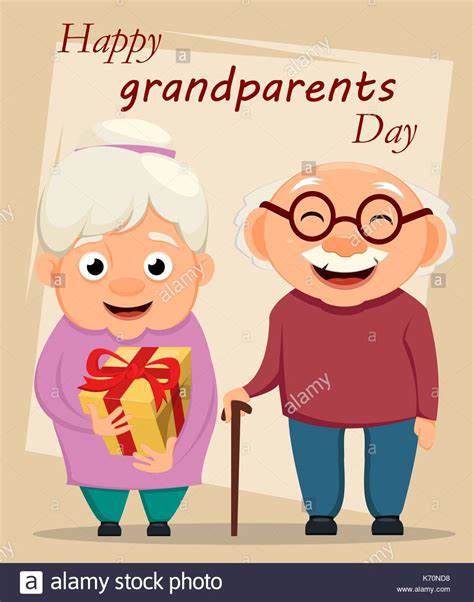 tarjeta de felicitación del día de los abuelos la abuela y el abuelo de pie juntos el abuelo y