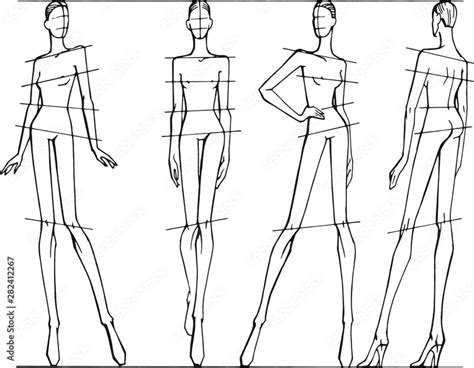 Female Fashion Figure Croquis Pack Template For Fashion Illustration By